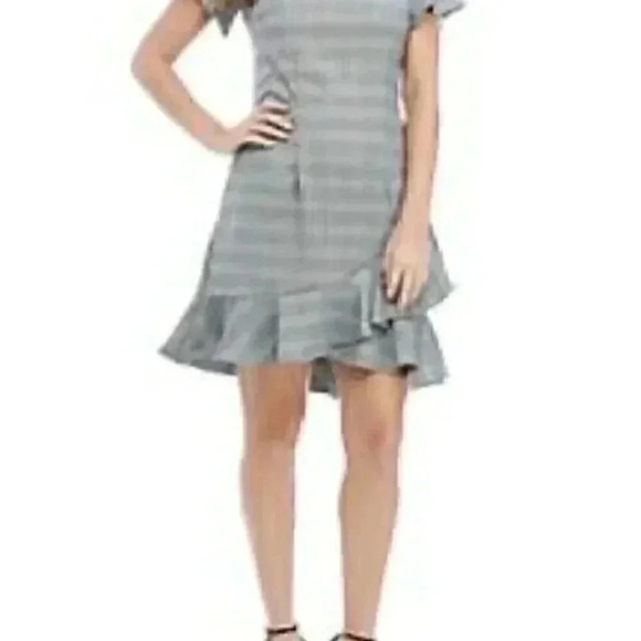 nwt beige eci plaid ruffle dress 4 - Picture 2 of 14